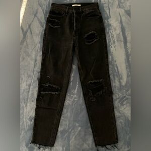 PacSun Women’s Black Straight Leg Ripped Jeans, US Size 24